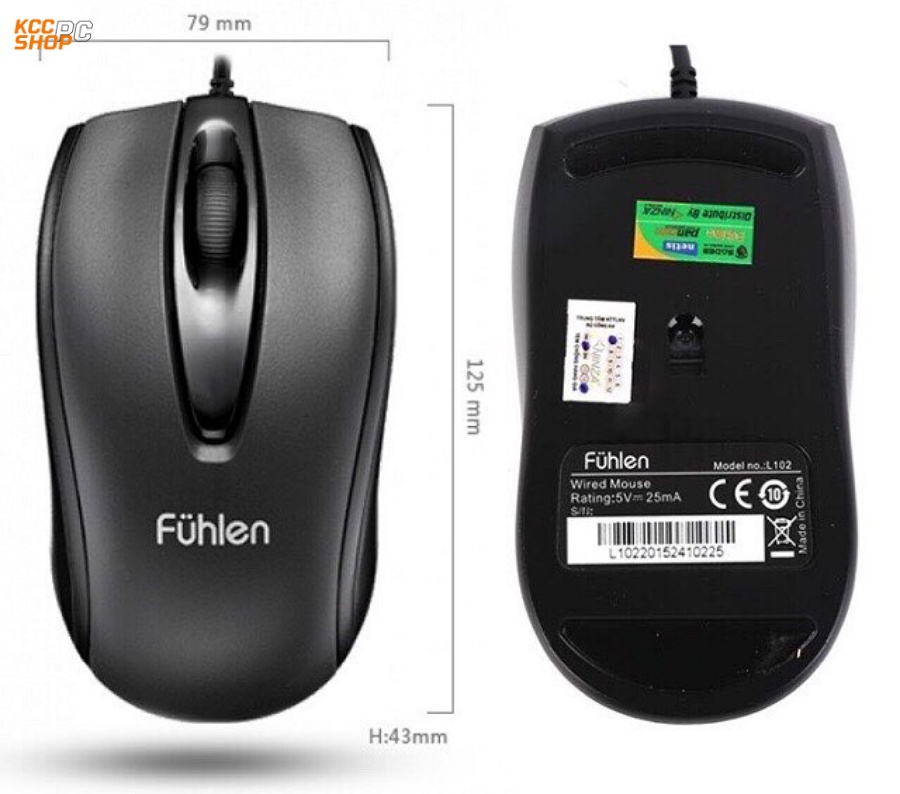 Chuột Fuhlen L102 Optical Black USB 