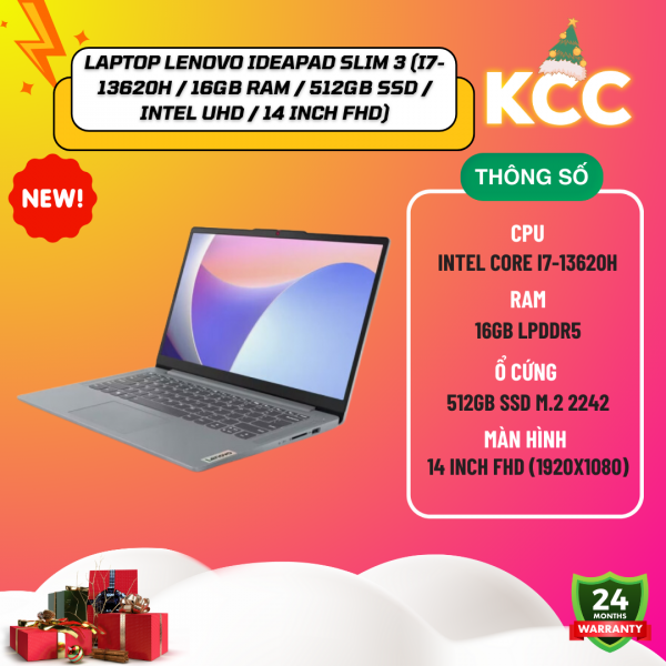 Laptop Lenovo IdeaPad Slim 3 (14IRH8 83EL0023VN) (i7-13620H / 16GB RAM / 512GB SSD / Intel UHD / 14 inch FHD / Win 11 / Xám)
