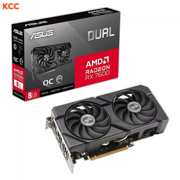 Card màn hình Asus Dual Radeon RX 7600 EVO OC Edition 8GB GDDR6 (DUAL-RX7600-O8G-EVO)