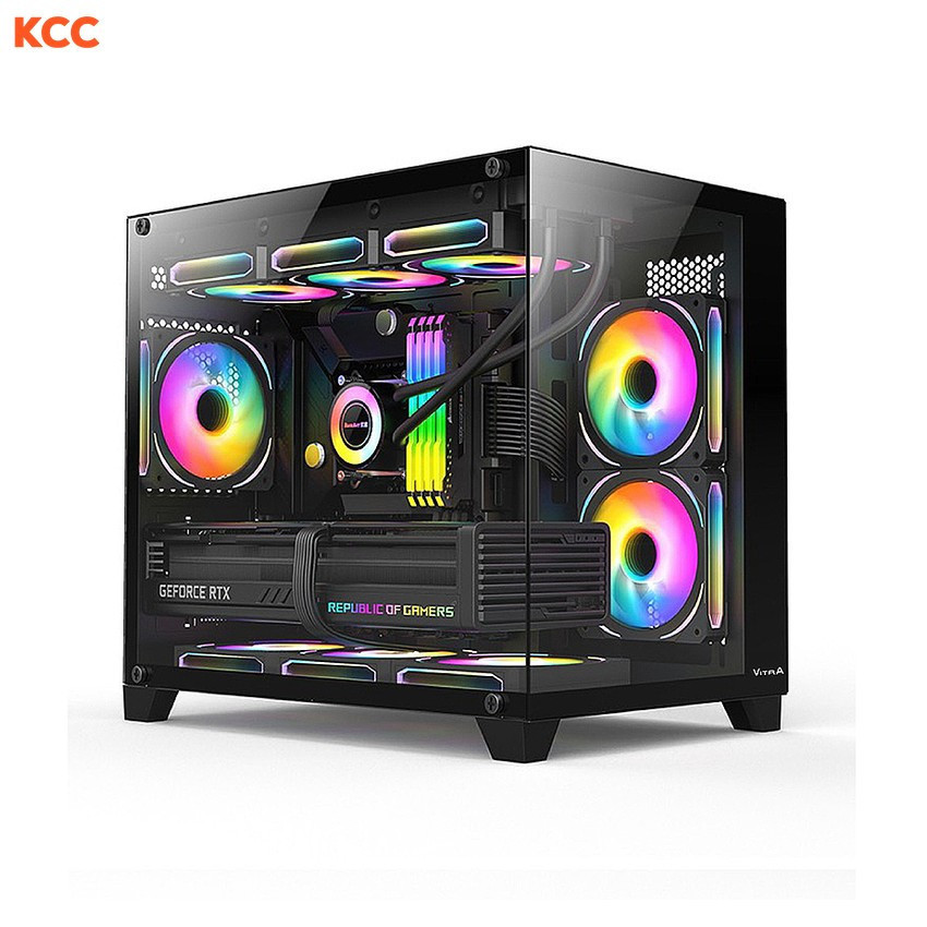 VỎ MÁY TÍNH VITRA CRYSTAL S1 V2 BLACK M-ATX / TOP  RAD 360