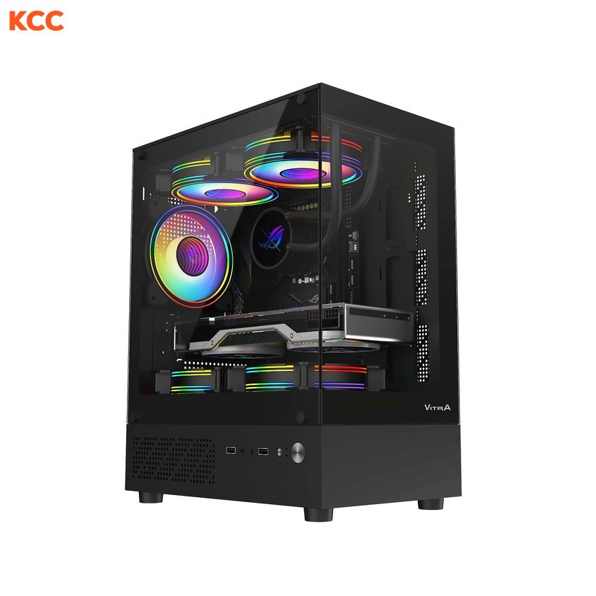VỎ MÁY TÍNH VITRA ATLANTIS X6 LITE BLACK 3FAN RGB (TOP RAD 240mm)