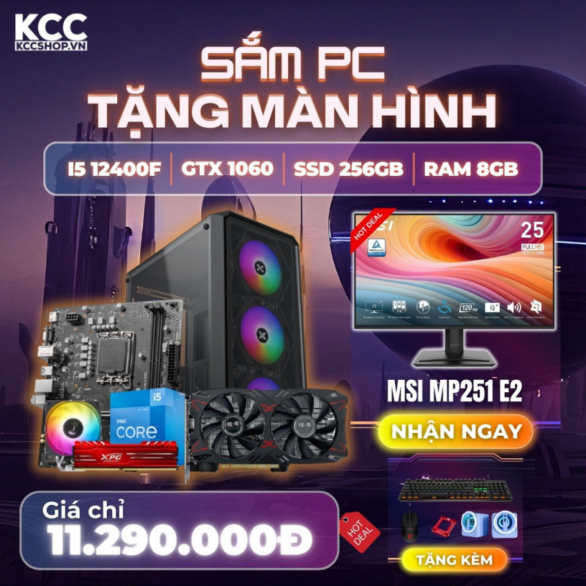 (TẶNG KÈM MÀN HÌNH) PC KCC Intel I5-12400F/13400F / VGA GTX 1060