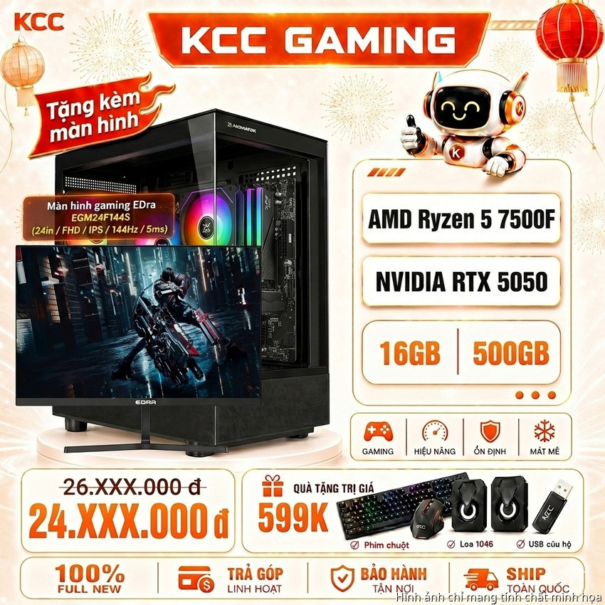 (Tặng kèm màn hình) PC KCC AMD R5-7500F / VGA RTX 5050