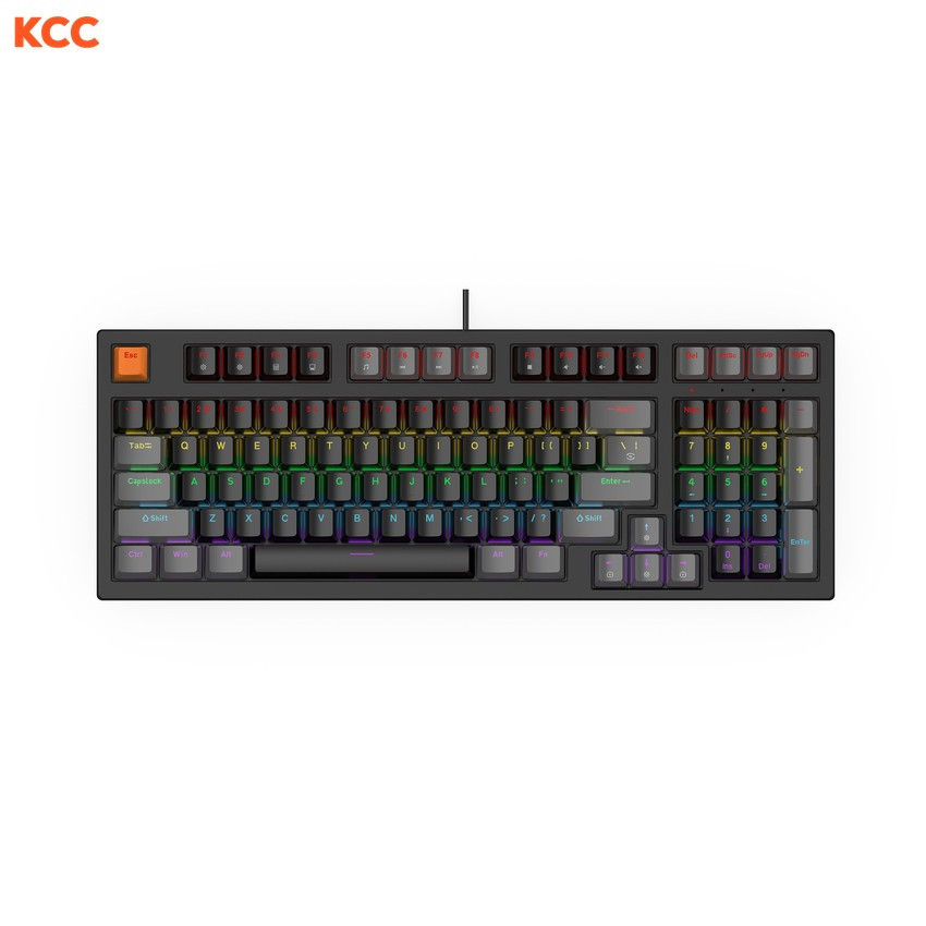 BÀN PHÍM CƠ VITRA MK97 MULTIUMEDIA HOTSWAP SWITCH RAINBOW LED / Màu Đen xám