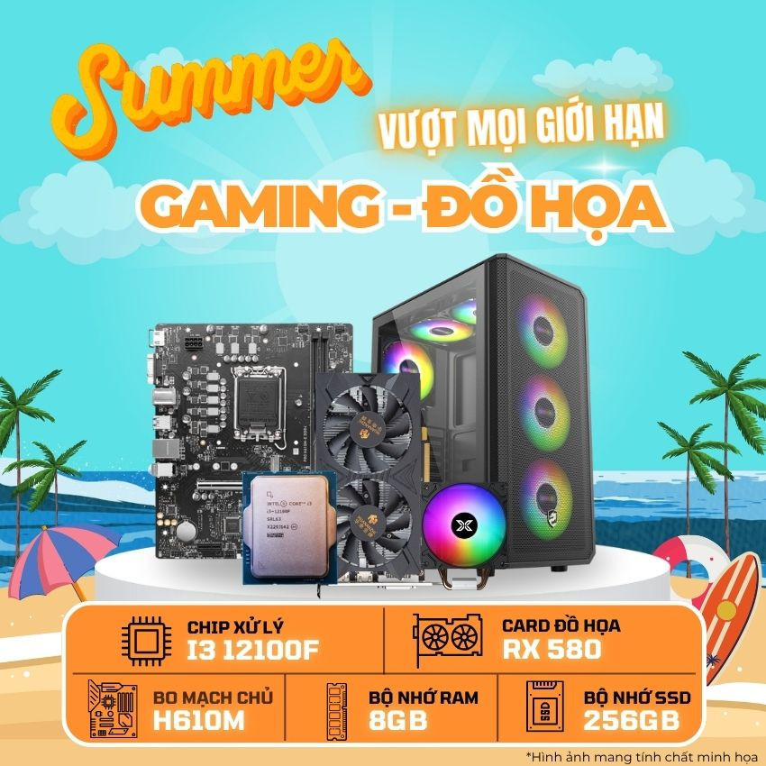 (Tặng kèm màn hình) PC KCC Intel I3-13100F / VGA RX 580