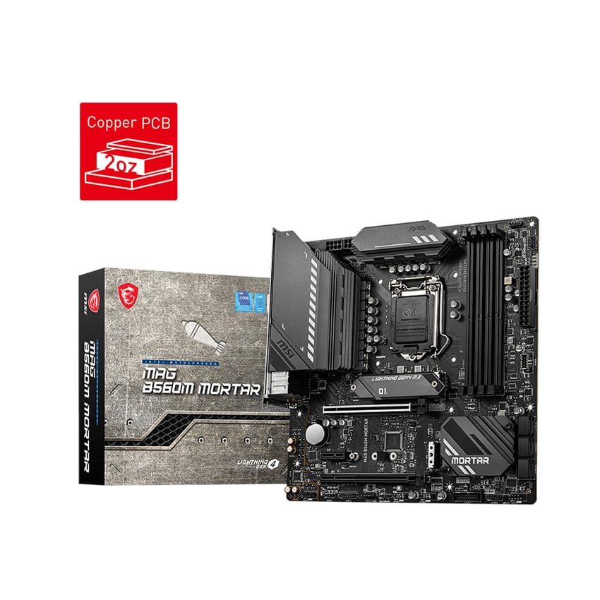 Mainboard MSI MAG B560M MORTAR (Intel B560, LGA 1200, m-ATX, 4 khe Ram DDR4)