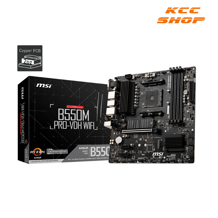 Mainboard MSI B550M PRO-VDH WIFI (AMD B550, Socket AM4, m-ATX, 4 khe RAM DRR4)