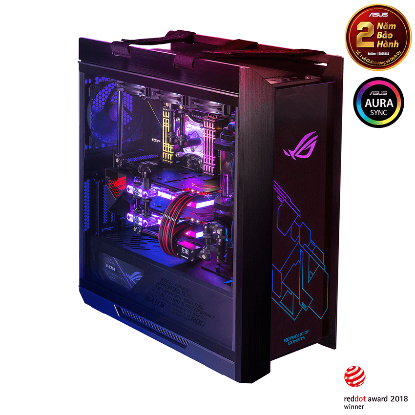 Vỏ Case Asus ROG Strix Helios GX601 Tempered Glass Gaming (Mid Tower/Màu Đen/Led RGB)