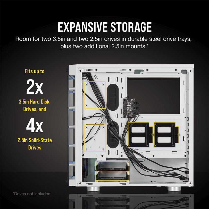 Vỏ Case Corsair 465X TG RGB (Mid Tower/Màu Trắng) CC-9011189-WW