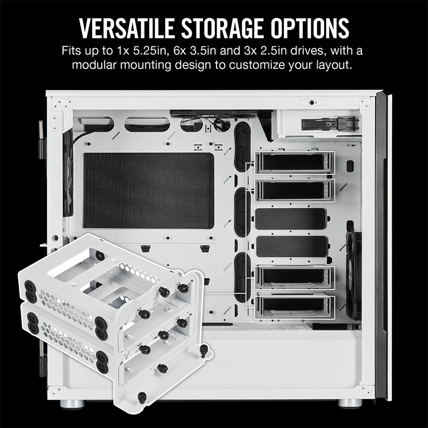 Vỏ Case Corsair  678C TG (Mid Tower/Màu Trắng) - CC-9011170-WW
