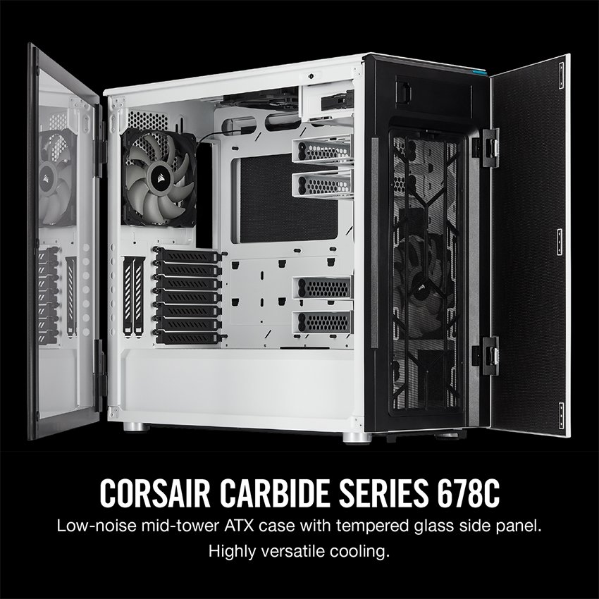 Vỏ Case Corsair  678C TG (Mid Tower/Màu Trắng) - CC-9011170-WW