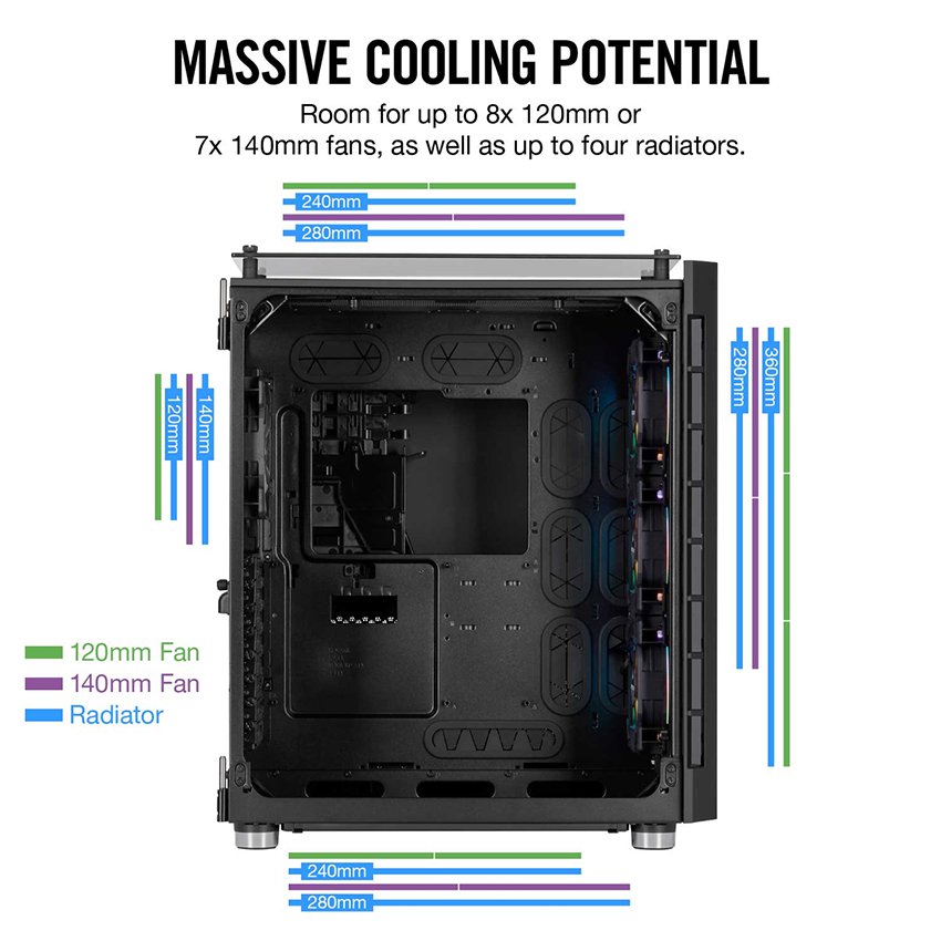 Vỏ Case Corsair  680X RGB TG (Mid Tower/Màu Đen) - CC-9011168-WW
