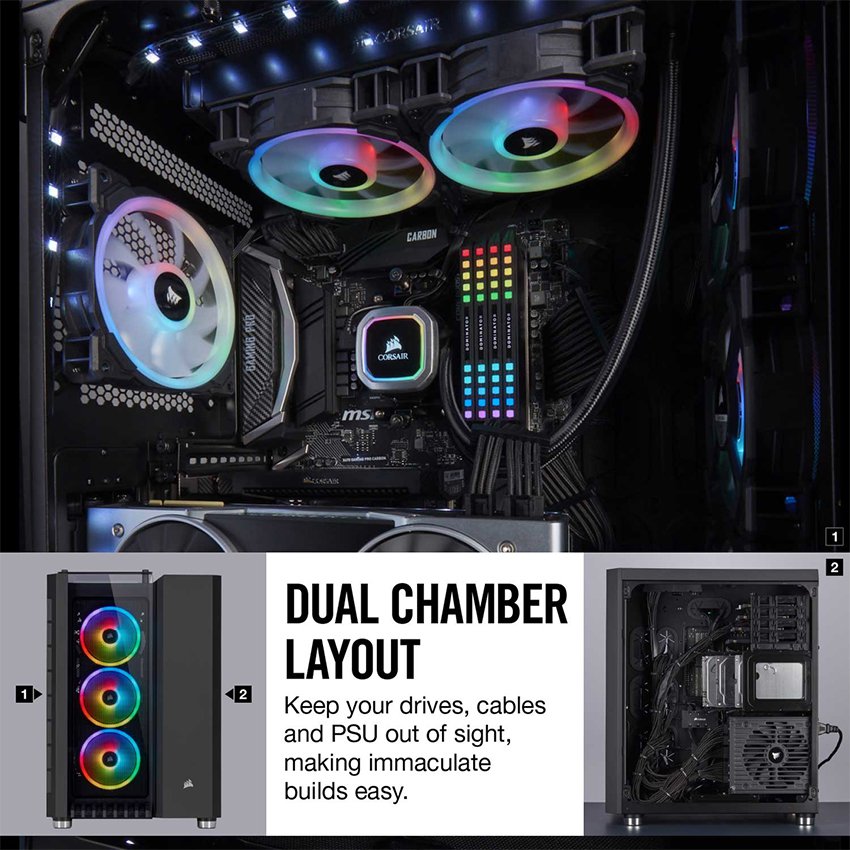 Vỏ Case Corsair  680X RGB TG (Mid Tower/Màu Đen) - CC-9011168-WW