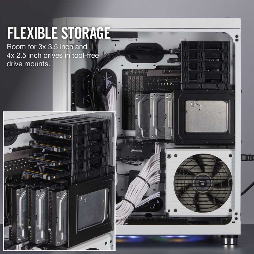 Vỏ Case Corsair  680X RGB TG (Mid Tower/Màu Trắng) - CC-9011169-WW