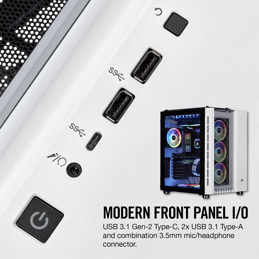 Vỏ Case Corsair  680X RGB TG (Mid Tower/Màu Trắng) - CC-9011169-WW