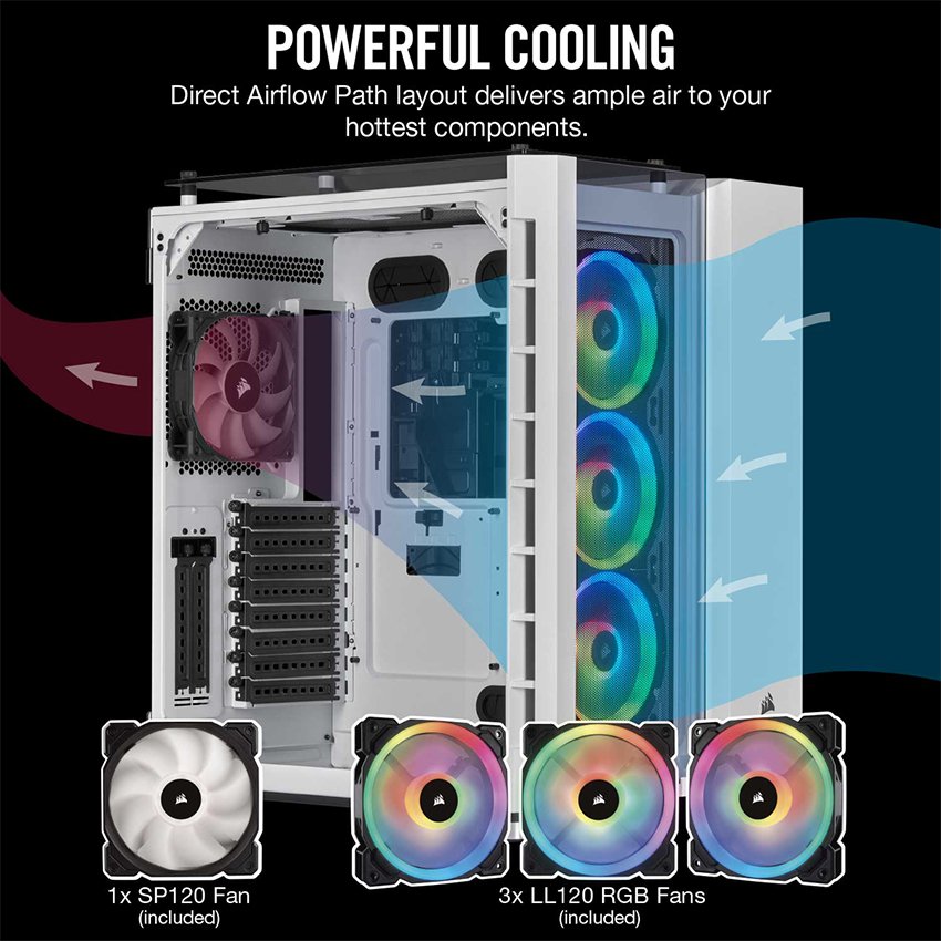 Vỏ Case Corsair  680X RGB TG (Mid Tower/Màu Trắng) - CC-9011169-WW