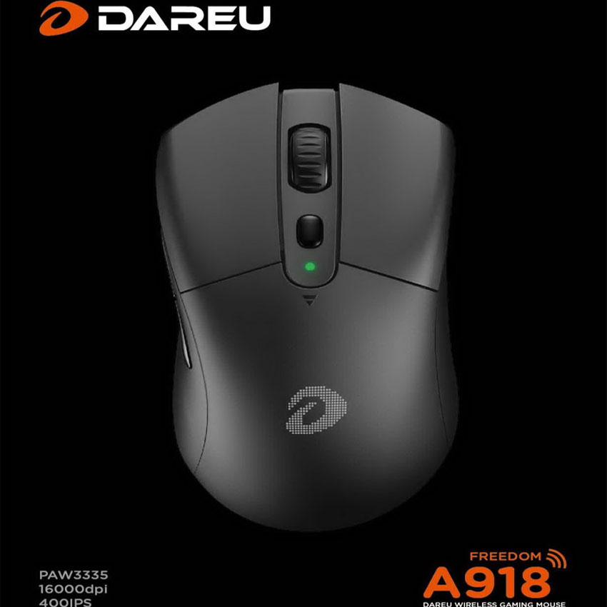 Chuột không dây Gaming DAREU A918 - BLACK (PixArt PMW3335)