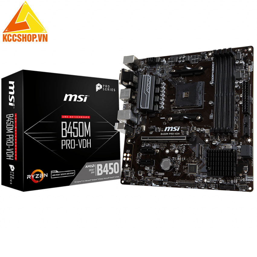 Mainboard B450M PRO-VDH (AMD B450, Socket AM4, m-ATX, 4 khe RAM DDR4)
