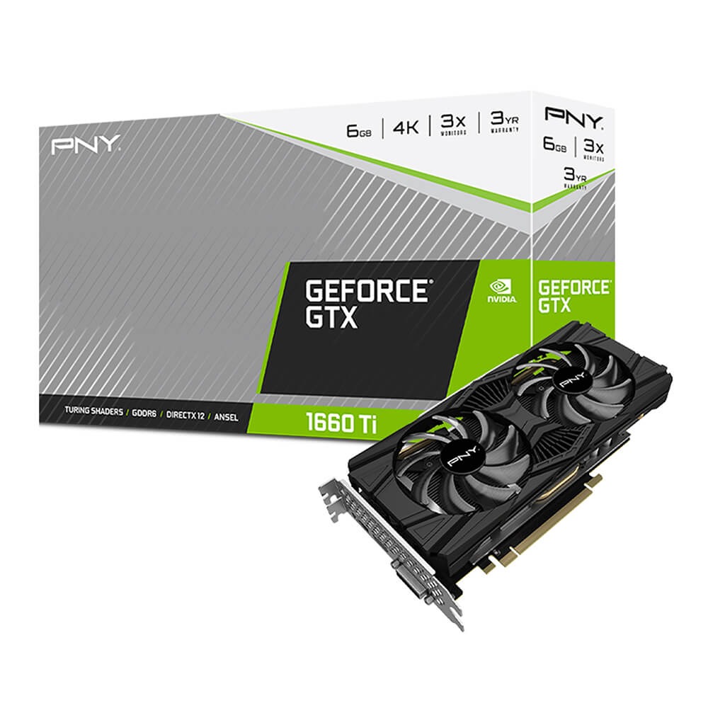 VGA PNY GEFORCE GTX 1660 Ti Dual Fan ( 6GB GDDR6, 192-bit, DisplayPort 1.4, HDMI 2.0b, DVI-D )