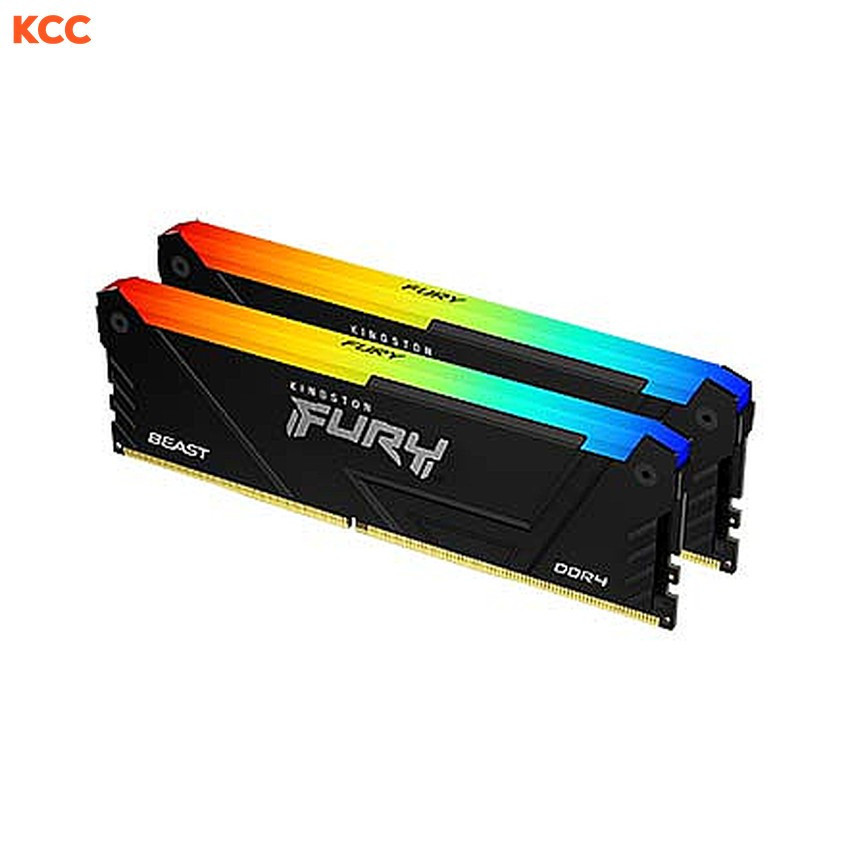 Ram Desktop Kingston Fury Beast RGB (KF436C17BBAK2/16) 16GB (2x8GB) DDR4 3600Mhz