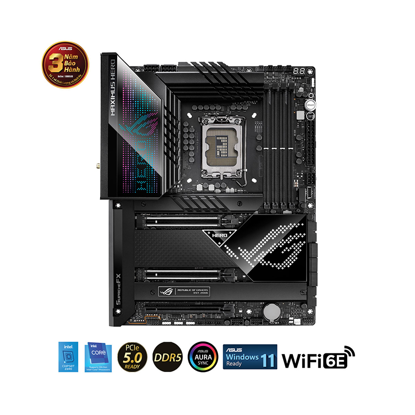 Mainboad Asus ROG MAXIMUS Z690 HERO (Intel Z690, Socket 1700, ATX, 4 khe RAM DDR5)