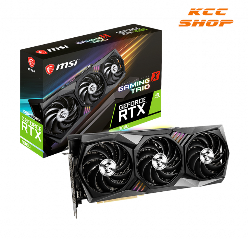 VGA MSI GeForce RTX 3080 GAMING X TRIO 10G (10GB GDDR6X, 384 bit, HDMI +DP, 3×8-pin)