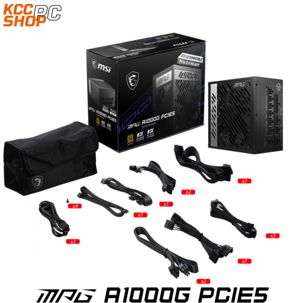 Nguồn Msi MPG A1000G PCIE5 1000W (80 Plus Gold/Full Modular/Màu Đen)