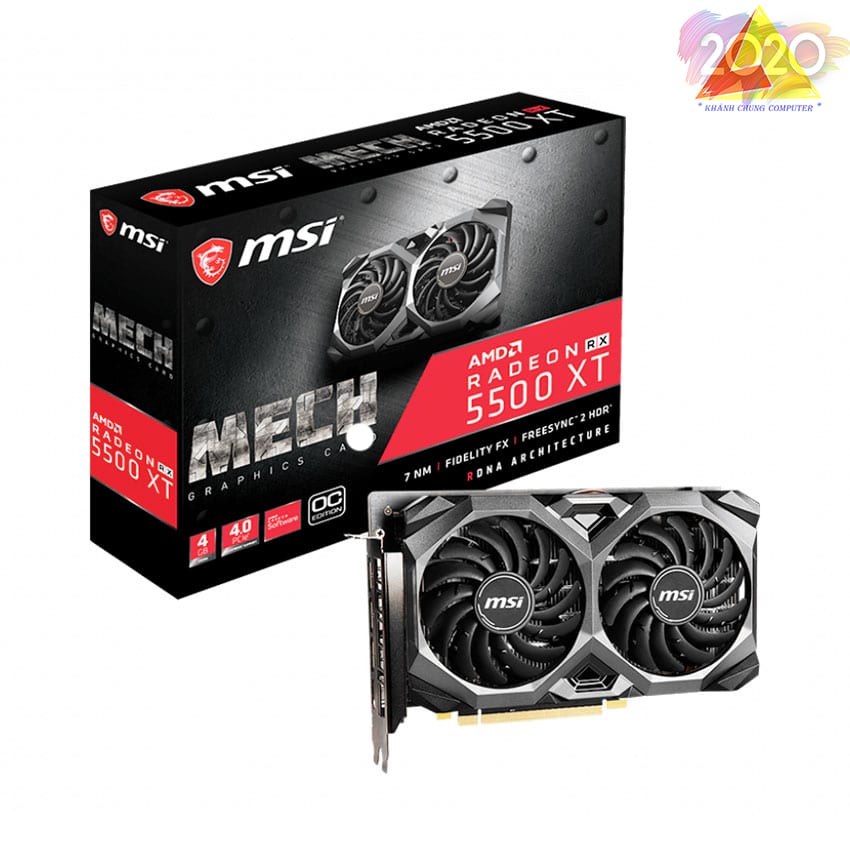 Card màn hình MSI RX 5500 XT MECH OC (4GB GDDR6, 128-bit, HDMI+DP, 1×8-pin)