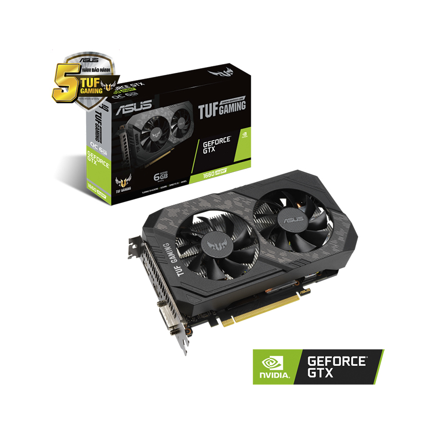 Card màn hình ASUS TUF GTX 1660 Super-6G GAMING (6GB GDDR6, 192-bit, DVI+HDMI+DP, 1x8-pin)