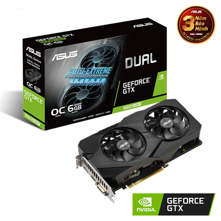 VGA Asus GTX 1660 Super 6G Dual EVO – DUAL-GTX1660S-O6G-MINI (6GB GDD6, 192-bit, DVI+HDMI, 1x8-pin)