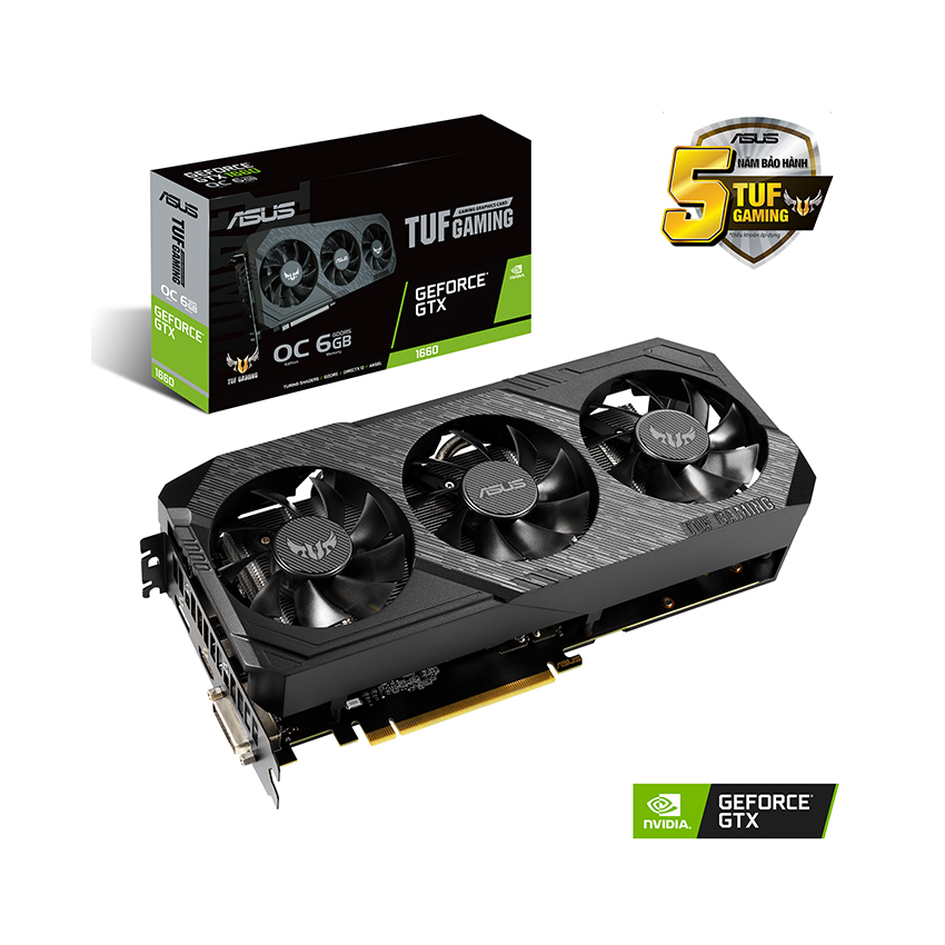 Card màn hình Asus TUF3 GTX 1660 – O6G GAMING (6GB GDDR5, 192-bit, HDMI+DP, 1×8-pin)