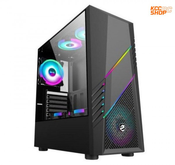 Vỏ Case Vitra POSEIDON R15 RGB Black (Mid Tower/Màu Đen/Kèm Sẵn 3 Fan / Dải Led RGB)