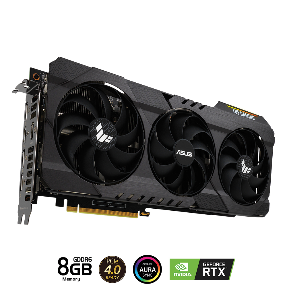 Card màn hình Asus TUF RTX 3060TI O8G Gaming V2 (8GB GDDR6, 256-bit, HDMI +DP, 1x8-pin)