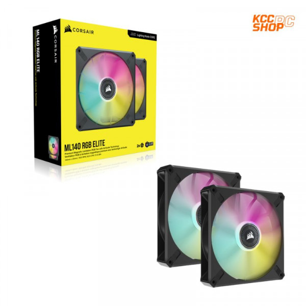 Bộ 2 quạt máy tính 140mm Corsair ML140 RGB ELITE LED kèm Node Core (CO-9050115-WW)