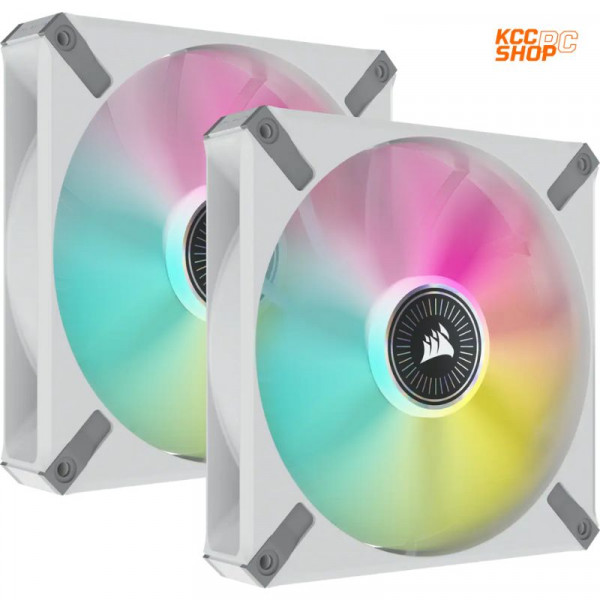Bộ 2 quạt máy tính 140mm Corsair ML140 RGB ELITE kèm Node Core (MàuTrắng) (CO-9050119-WW)