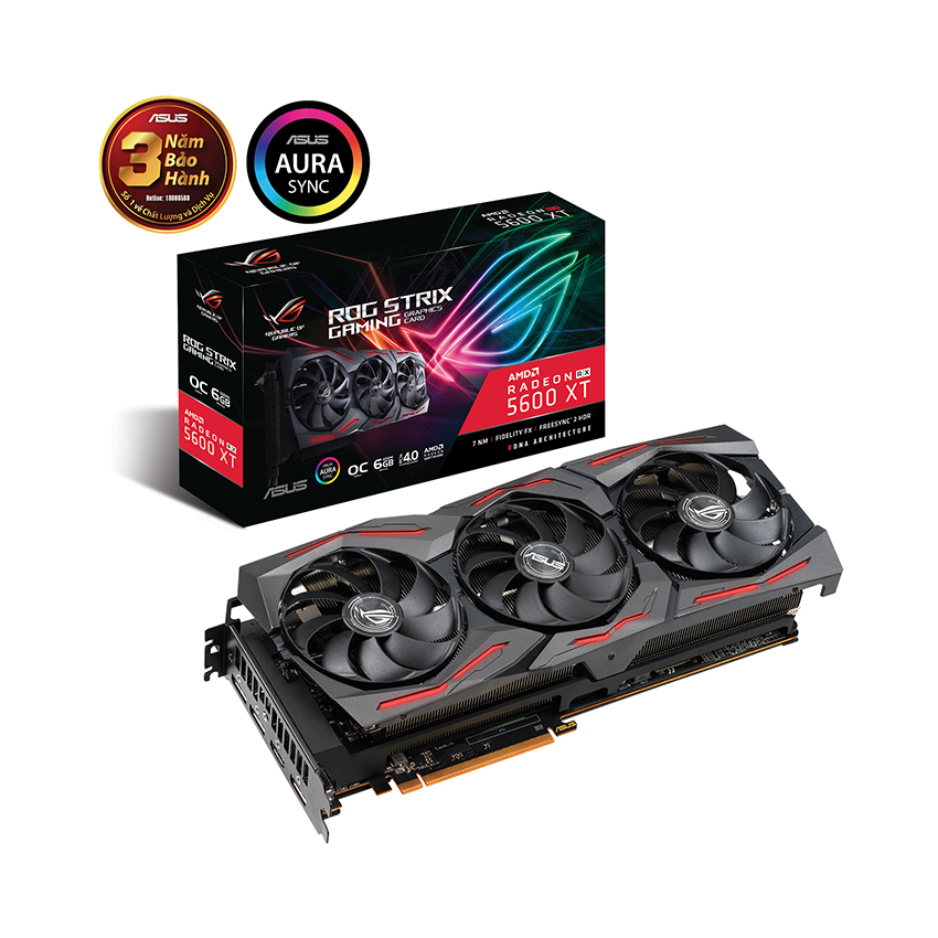 Card màn hình ASUS ROG STRIX RX 5600 XT-O6G GAMING (6GB GDDR6, 192-bit,HDMI+DP, 1x6-pin + 1x8-pin)