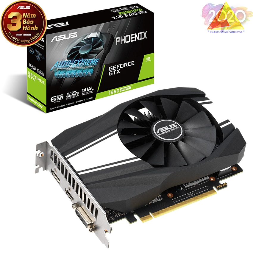 Card màn hình ASUS PH GTX 1660 Super-6G GAMING (6GB GDDR6, 192-bit, DVI+HDMI+DP, 1×8-pin)
