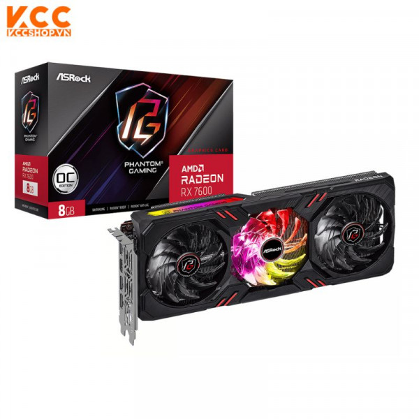 VGA ASROCK AMD Radeon RX 7600 Phantom Gaming 8GB OC (RX7600 PG 8GO)