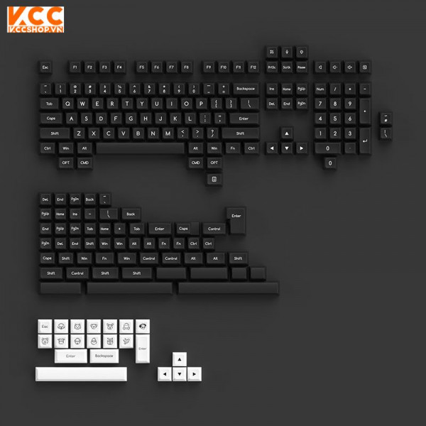 Nút bàn phím AKKO Keycap Set - White on Black (SAL Profile)