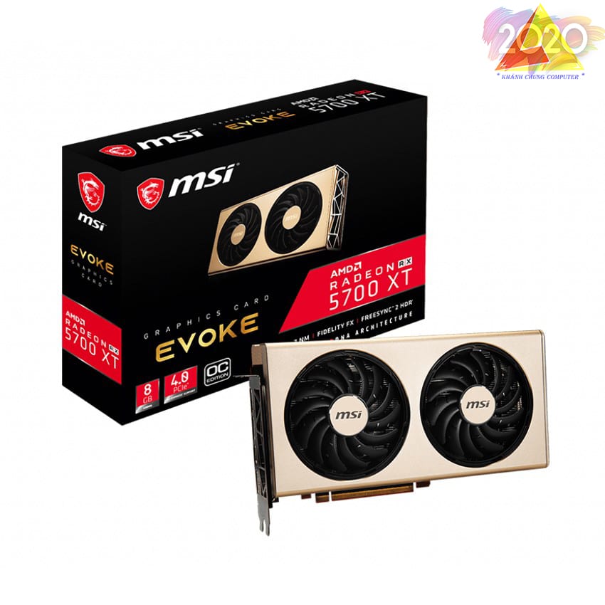 Card màn hình MSI Radeon RX 5700 XT EVOKE OC (8GB GDDR6, 256-bit, HDMI+DP, 1×8-pin + 1×6-pin)