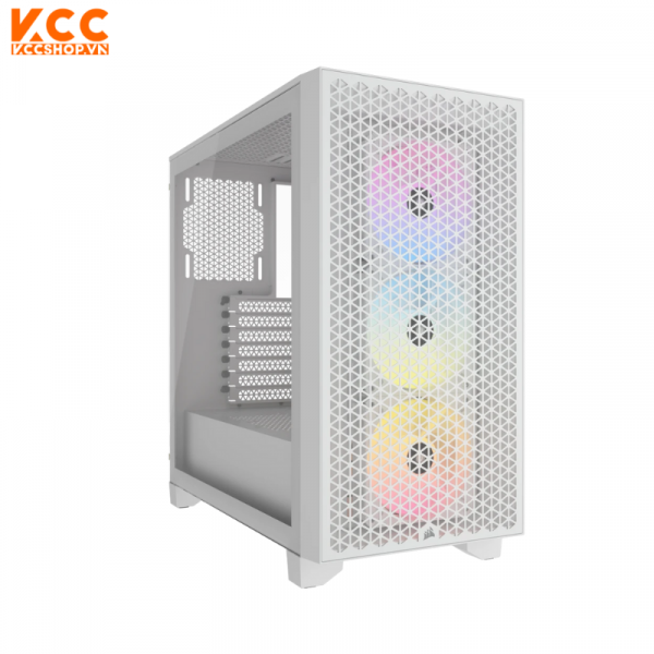 Case Corsair 3000D RGB AIRFLOW Mid-Tower PC Case - White ( CC-9011256-WW )