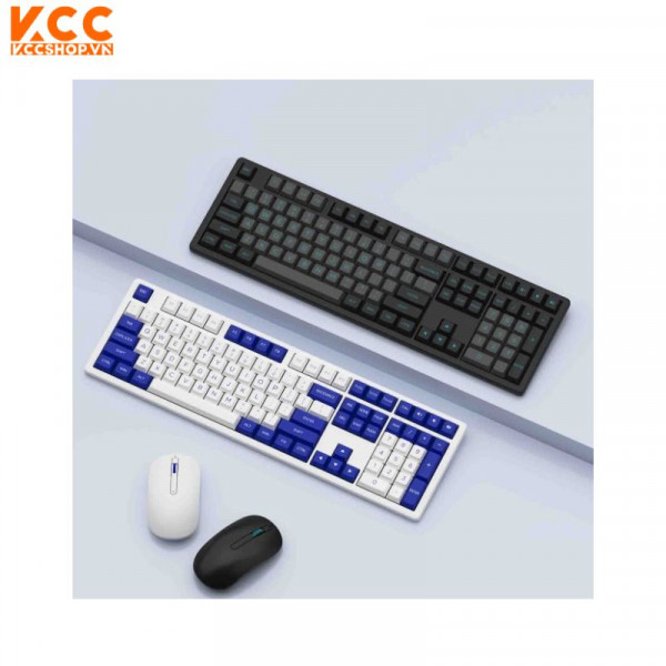 Bàn phím chuột không dây AKKO MX108 (Bluetooth – 2.4Ghz – Blue on White)