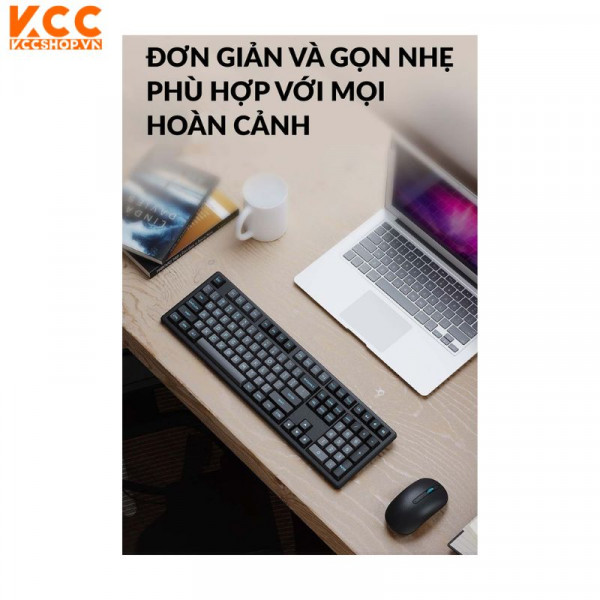 Bàn phím chuột không dây AKKO MX108 (Bluetooth – 2.4Ghz – Black & Cyan)