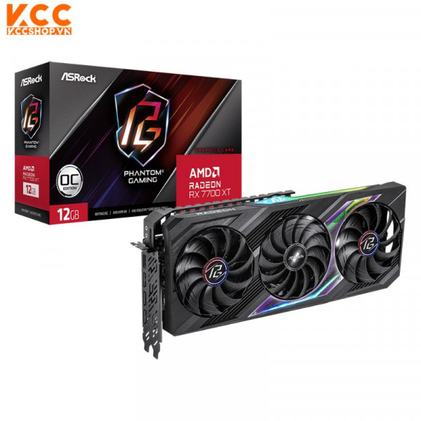 VGA ASROCK AMD Radeon RX 7700 XT Phantom Gaming 12GB OC (RX7700XT PG 12GO)