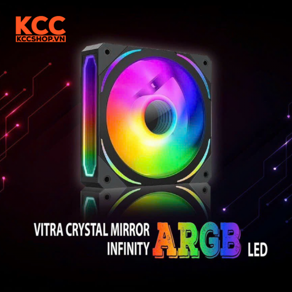 FAN VITRA CRYSTAL MIRROR INFINITY ARGB (MÀU ĐEN/LED VÔ CỰC)