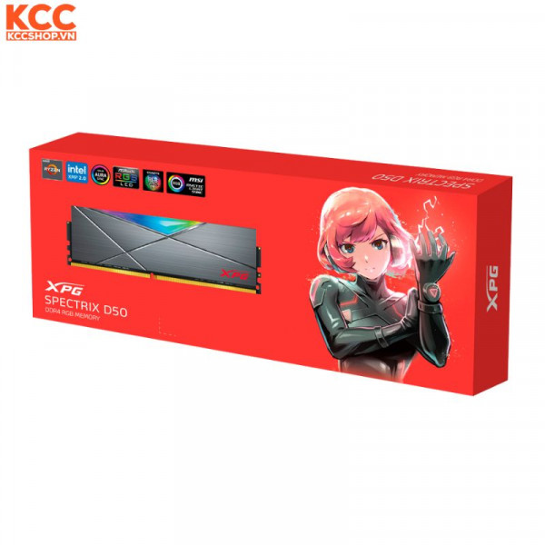 RAM ADATA XPG D50 DDR4 16GB 3600Mhz Grey RGB (AX4U360016G18I-ST50)