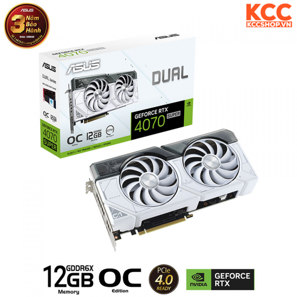 VGA ASUS Dual GeForce RTX 4070 SUPER White OC Edition 12GB GDDR6X