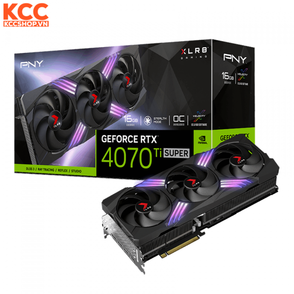 VGA PNY GeForce RTX 4070 Ti SUPER 16GB XLR8 Gaming VERTO EPIC-X RGB OC Triple Fan DLSS 3