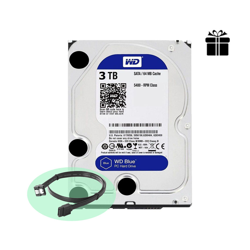 Ổ cứng HDD Western Caviar Blue 3TB 3.5 inch 5400RPM, SATA3 64Gb/s, 64MB Cache