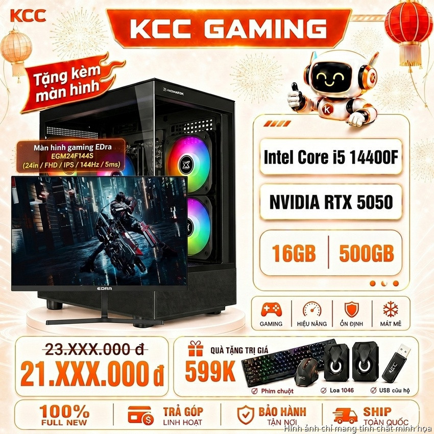 (Tặng kèm màn hình) PC KCC Intel i5-14400F / VGA RTX 5050